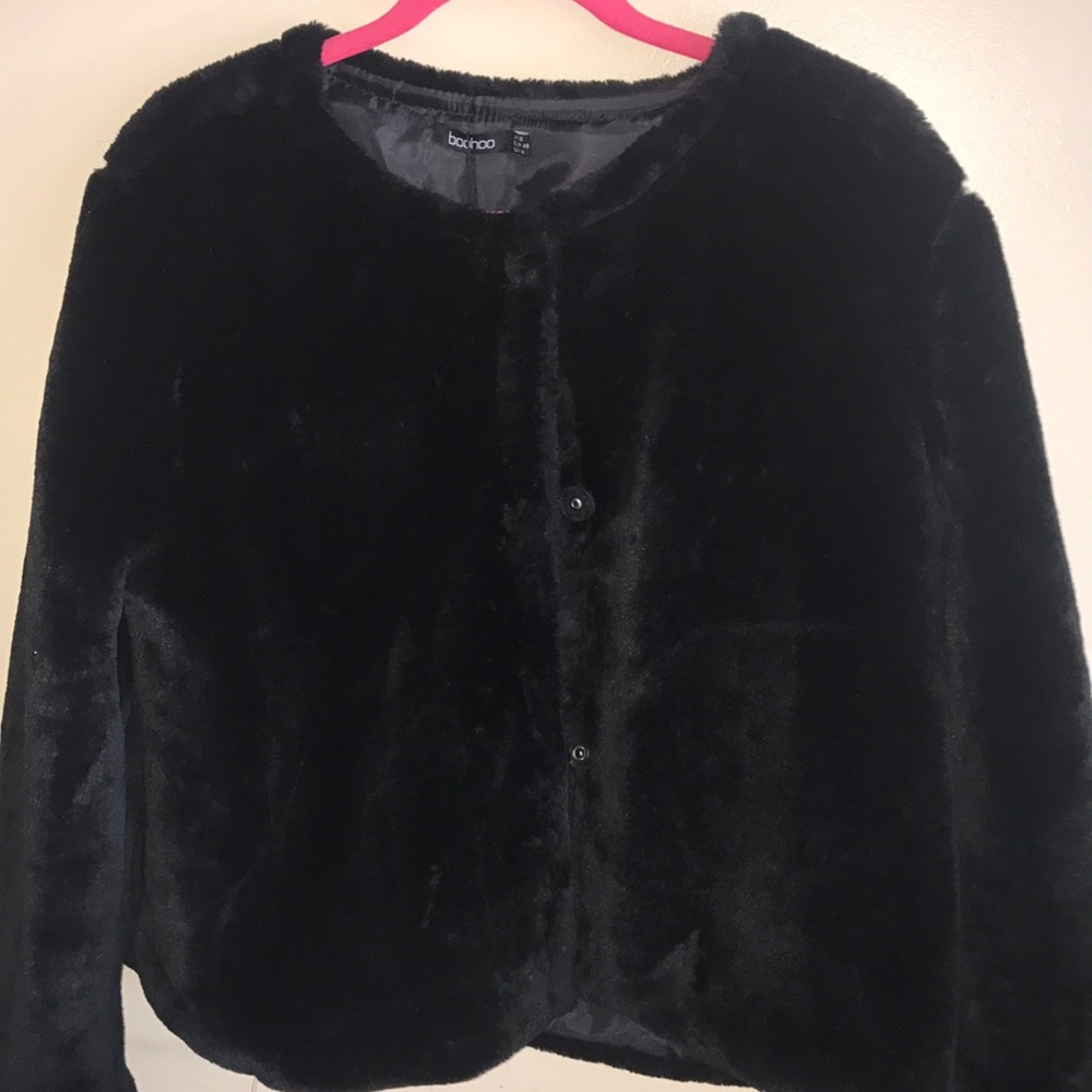 Boohoo curve faux fur coat